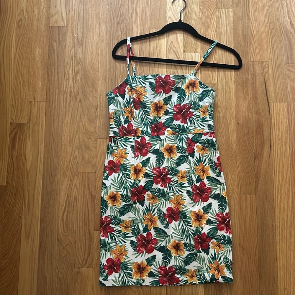 Hawaiian print bodycon dress